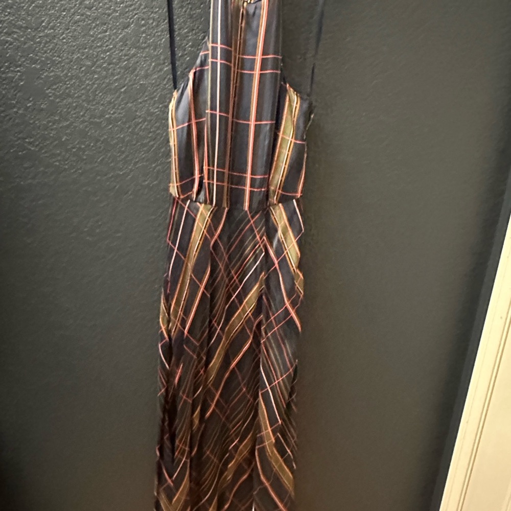 Elegant Plaid Halter Dress - Multicolor
